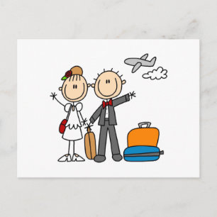 Cartão Postal Stick Figure Wedding Honeymoon T-shirts e presente
