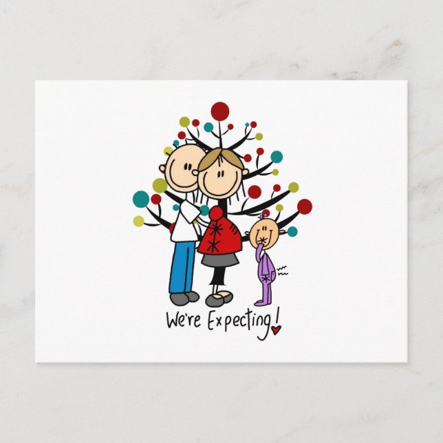 Cartão Postal Stick Figures Expectativa Parente Girl (Frente)