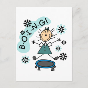 Cartão Postal Stick Girl em T-shirts e presentes