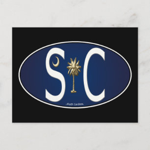 Cartão Postal Sticker Oval Flag da Carolina do Sul