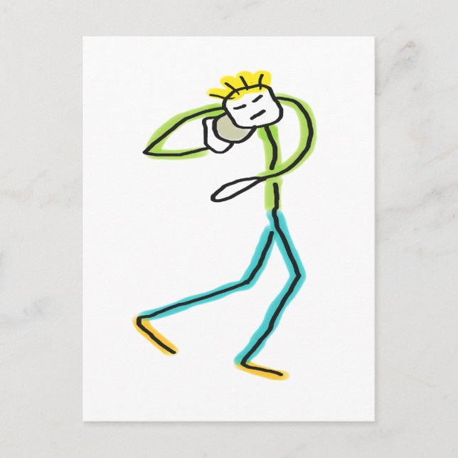 Cartão Postal Stickman de Lançamento de Peso (Frente)