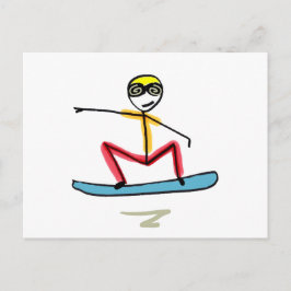 Cartão Postal Stickman de Snowboarding