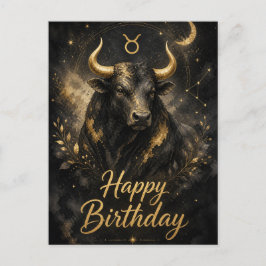 Cartão Postal Stier Happy Birthday Sternzeichen Design
