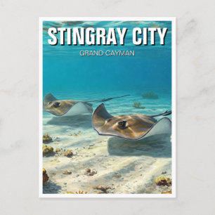 Cartão Postal Stingrays na Viagem Grand Cayman