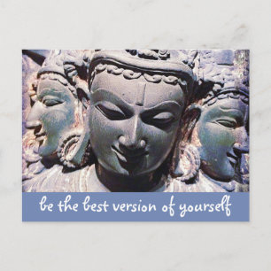Cartão Postal Stone Buddha Faces Script Be Best Version Cote