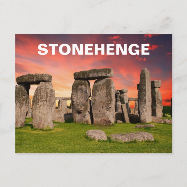 Cartão Postal Stonehenge - Céu Vermelho Sunset (Frente)