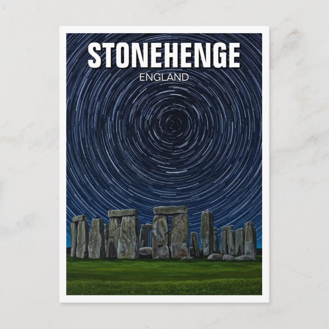 Cartão Postal Stonehenge England Reino Unido Startrails (Frente)