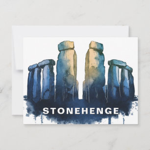 Cartão Postal Stonehenge, Reino Unido Aquarela