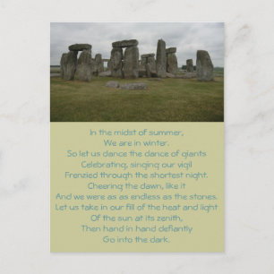 Cartão Postal Stonehenge Summer Solstice Poem Postcard