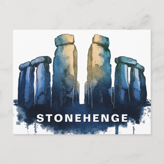 Cartão Postal Stonehenge, United Kingdom Watercolor (Frente)