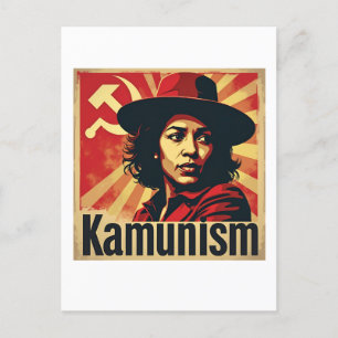 Cartão Postal Stop Kamunism Harris Walz 2024 Camrade Kamala