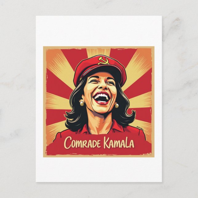 Cartão Postal Stop Kamunism Harris Walz 2024 Camrade Kamala (Frente)
