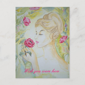 Cartão Postal Stopandsmelltheroses, gostaria que você estivesse