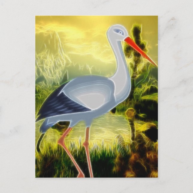Cartão Postal Stork Folk Art (Frente)