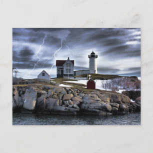 Cartão Postal Stormy Cape Neddick "Nubble house"