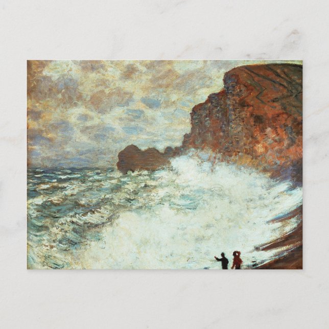 Cartão Postal Stormy Weather a Etretat, Rough Sea - Claude Monet (Frente)