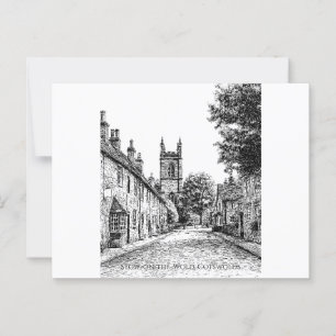 Cartão Postal Stow on the Wold Village Sketch, Cotswolds Inglate