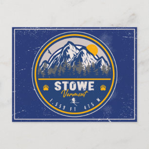 Cartão Postal Stowe Mountain Vermont Retro Sunset Ski Souvenir