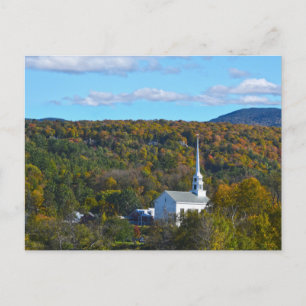 Cartão Postal Stowe, Vermont, Igreja Comunitária no outono