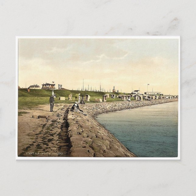 Cartão Postal Strand, Busum, Schleswig-Holstein, Alemanha Rara P (Frente)