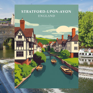 Cartão Postal Stratford-upon-Avon, Inglaterra Vintage