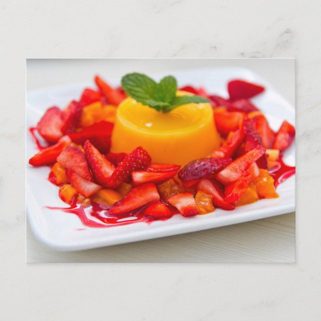 CARTÃO POSTAL STRAWBERRY ORANGE DESSERT POSTCROSSING (Frente)