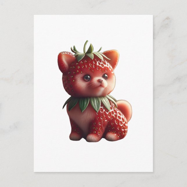 Cartão Postal Strawberry Pomeranian (Frente)