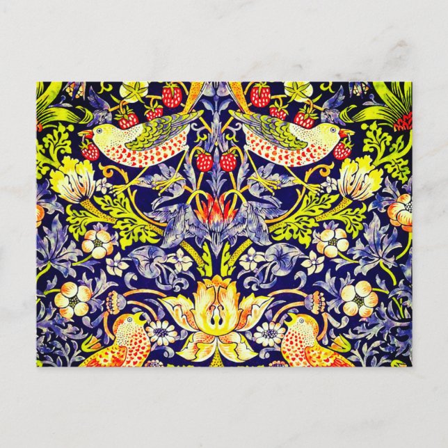 Cartão Postal Strawberry Thef Birds William Morris (Frente)