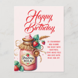 Cartão Postal Strawberry Warmth Birthday Christian Card