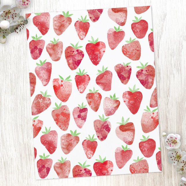 Cartão Postal Strawberry Watercolor (Criador carregado)