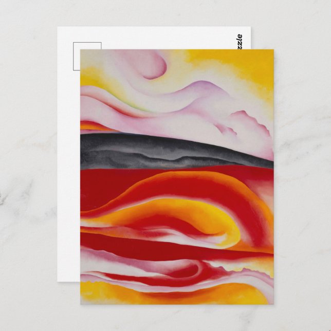 Cartão Postal Streak vermelho, amarelo e preto | Georgia O'Keeff (Frente/Verso)