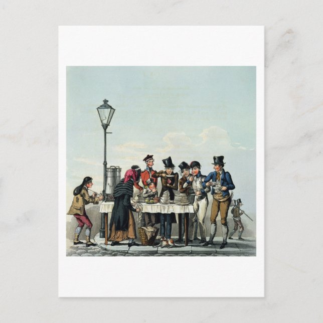 Cartão Postal Street Breakfast gravado por G.Hunt, 1825 (gravavi (Frente)