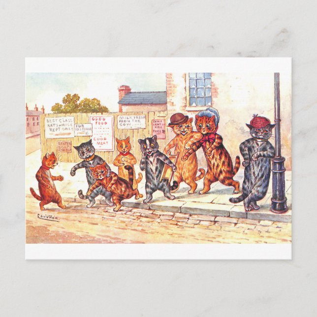 Cartão Postal Street Cats por Louis Wain (Frente)
