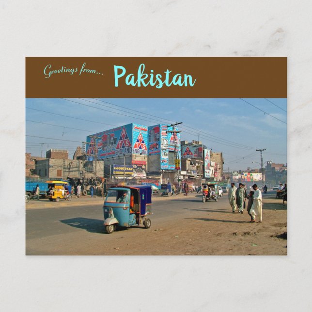Cartão Postal Street perto de Lahore Punjab Paquistão (Frente)
