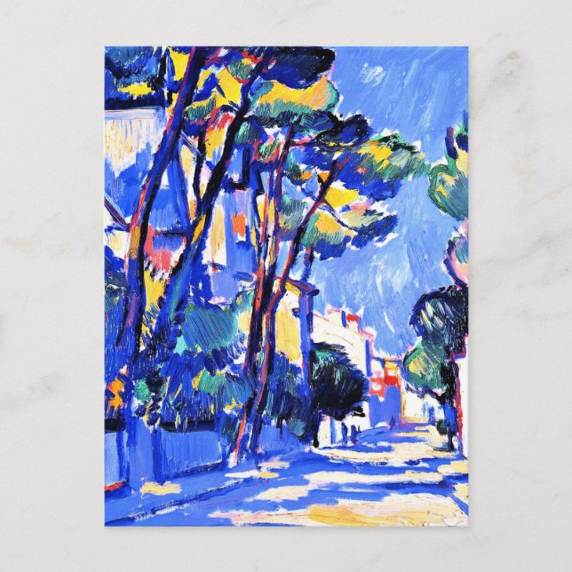 Cartão Postal Street Scene, França, pintura paisagística de 1910 (Frente)