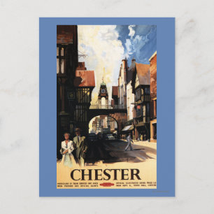 Cartão Postal Street View com Casal e Tower Clock Rail