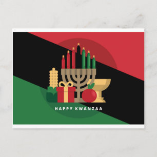 Cartão Postal stripe diagonal Happy Kwanzaa