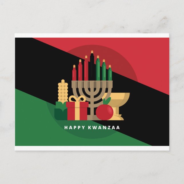 Cartão Postal stripe diagonal Happy Kwanzaa (Frente)