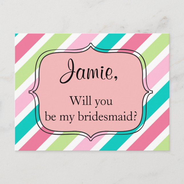 Cartão Postal Stripes-arco-íris rosa (Frente)