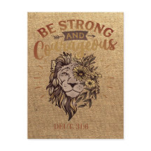 Strong Courageous Christian Bible Verse Lion Face