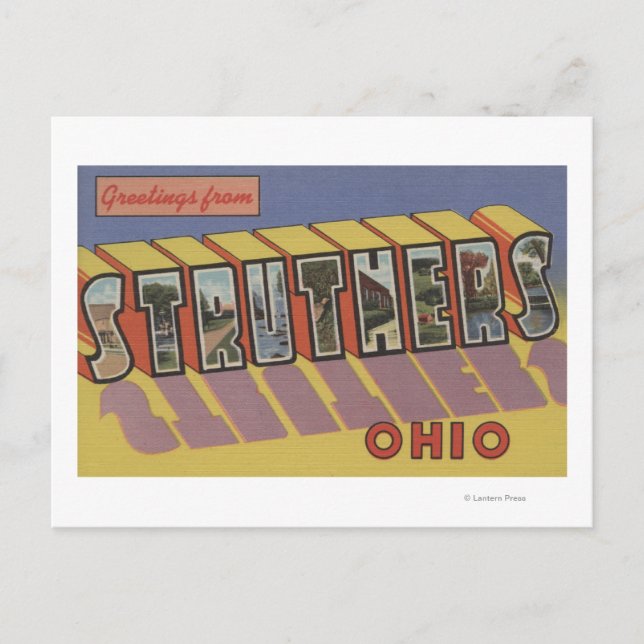 Cartão Postal Struthers, Ohio - Cenas com Letras Grandes (Frente)