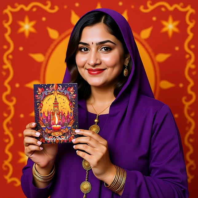 Cartão postal Stuning Diwali (Stunning Diwali postcard, customizable front and back)