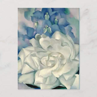 Cartão Postal Stuning Georgia O'Keeffe White Rose e Larkspur