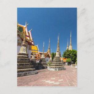 Cartão Postal Stupas, Wat Pho, Bangkok, Tailândia