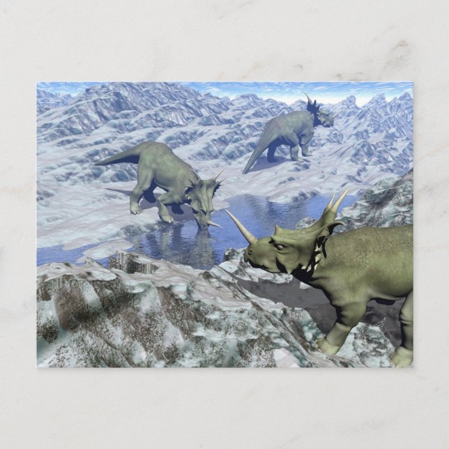 Cartão Postal Styracosaurus perto da água - renderização 3D (Frente)