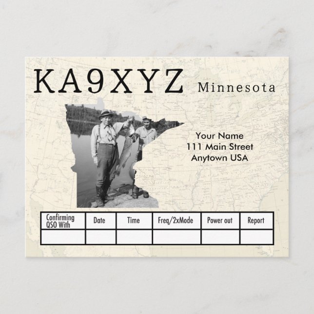 Cartão Postal Sua Foto Minnesota Shapout Custom QSL (Frente)