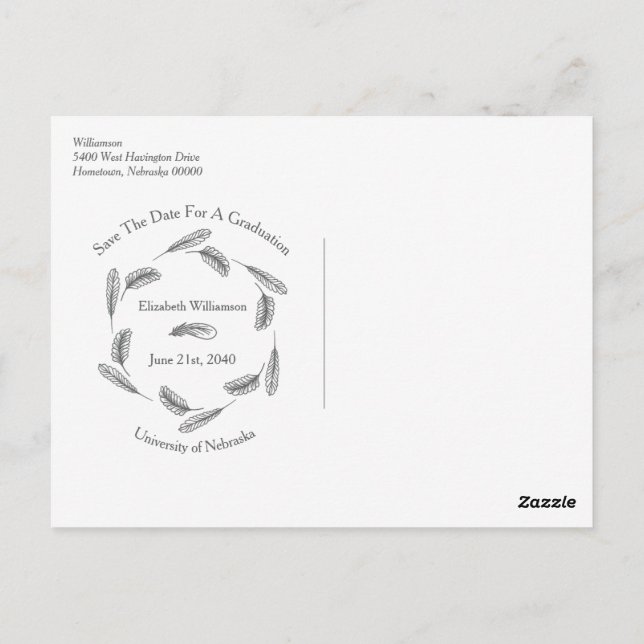 Cartão Postal Sua Graduação De Imagem De Foto Salva O Boho De Da (Verso)