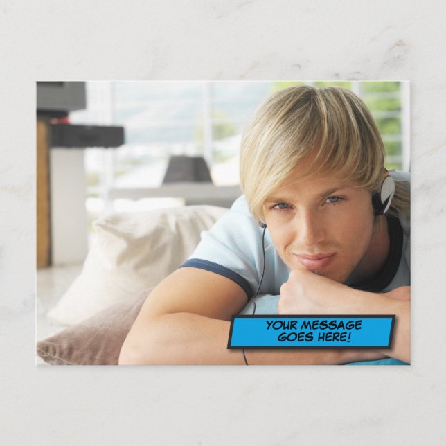 Cartão Postal Sua Mensagem Foto Diversão Retro Quadrinhos Arte P (Frente)