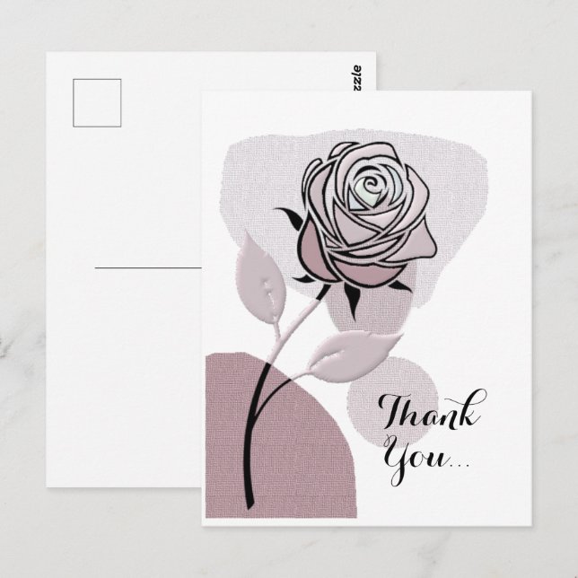 Cartão Postal Suave Rosa Lavanda Artística Obrigado  (Frente/Verso)