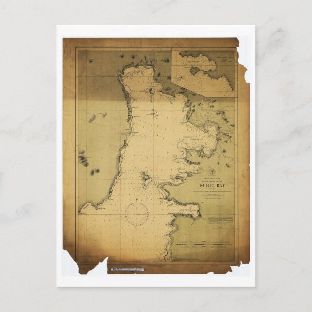 Cartão Postal Subig (Subic) Bay Luzon Filipinas 1902 Map (Frente)